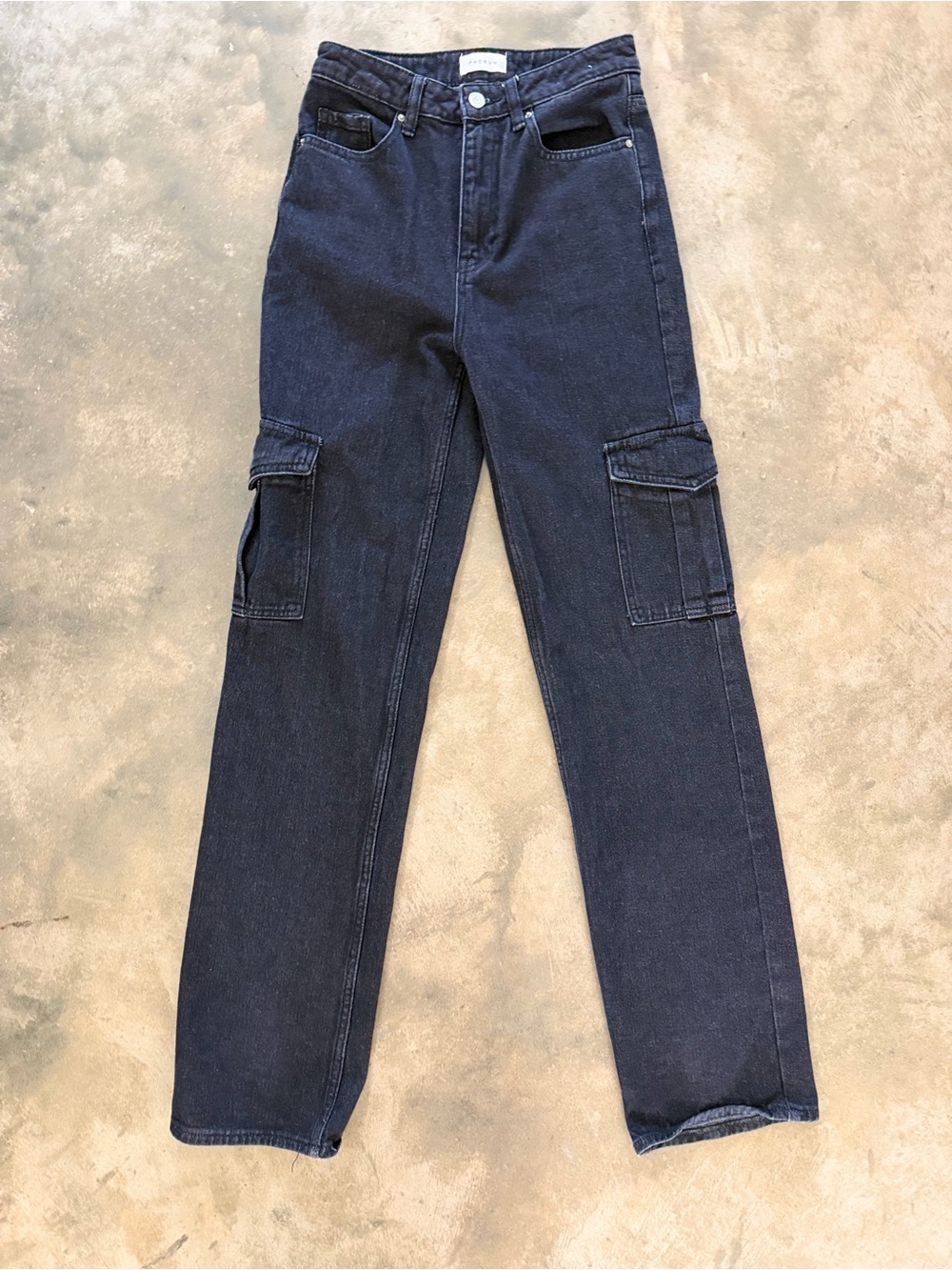 PacSun 90’s Boyfriend Cargo Jeans Black Wash High Rise Size 25 Cotton